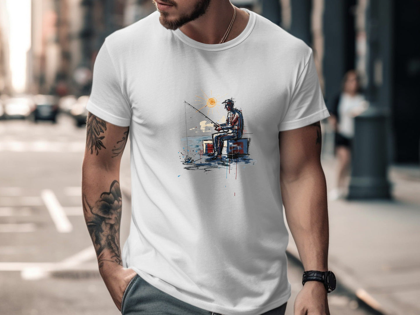 Abstract Artistic Fisherman Sunset T-Shirt