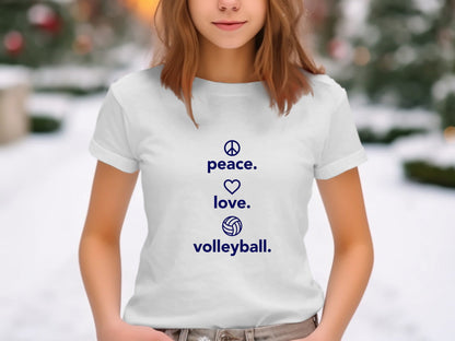 Peace Love Volleyball Vertical Icons T-Shirt