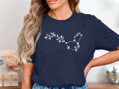 Floral Capricorn Constellation Tee – Zodiac Astrology T-Shirt