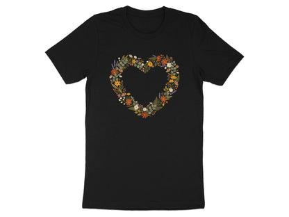 Bespoke Floral Heart Wreath Tee - Watercolor Botanical Shirt