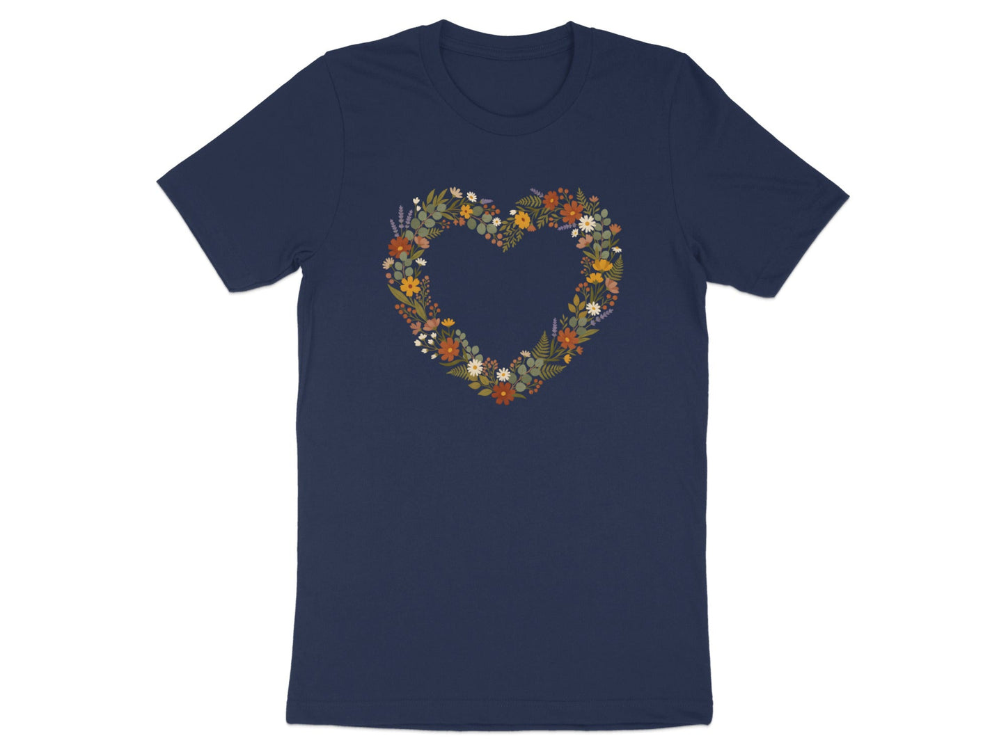 Bespoke Floral Heart Wreath Tee - Watercolor Botanical Shirt