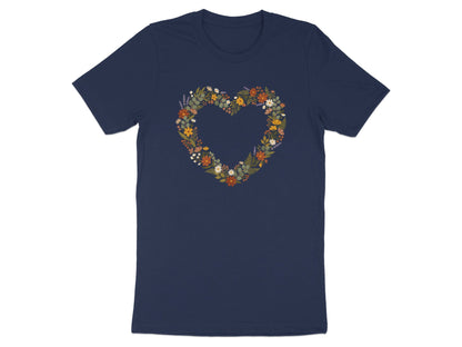 Bespoke Floral Heart Wreath Tee - Watercolor Botanical Shirt