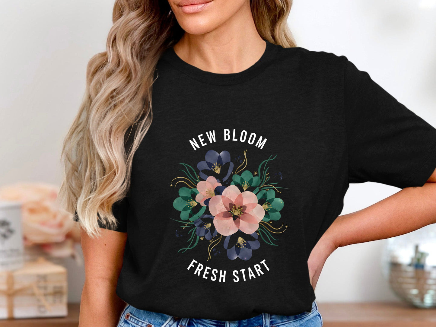 Abstract Floral with Quote Botanical Print T-Shirt