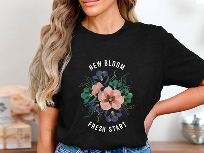 Abstract Floral with Quote Botanical Print T-Shirt
