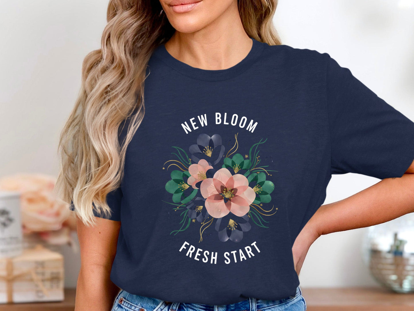Abstract Floral with Quote Botanical Print T-Shirt