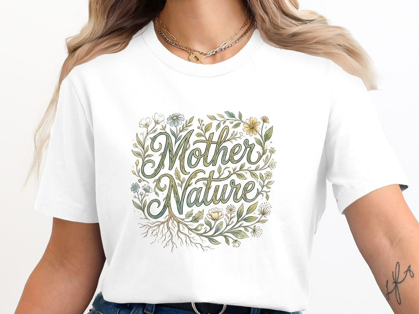Floral Mother Nature Elegant Script Tee