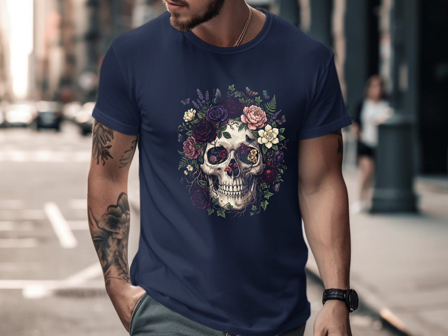 Lush Botanical Garland Skull Graphic Tee