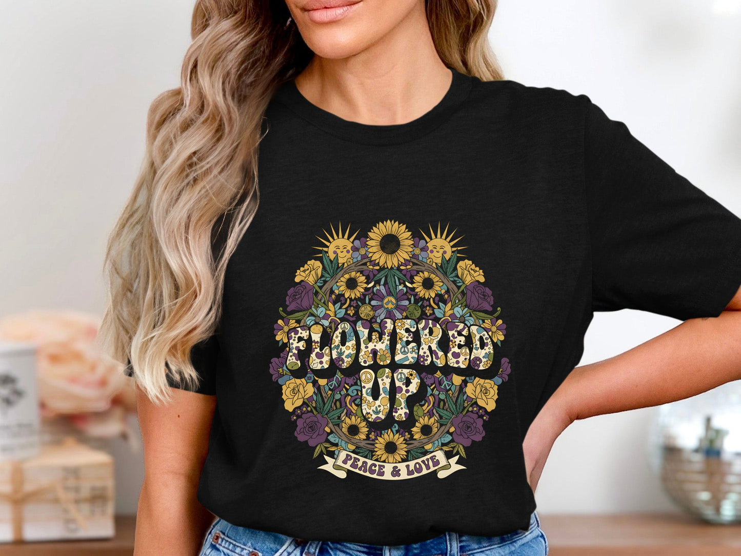 Flowered Up Retro Psychedelic Floral T-Shirt