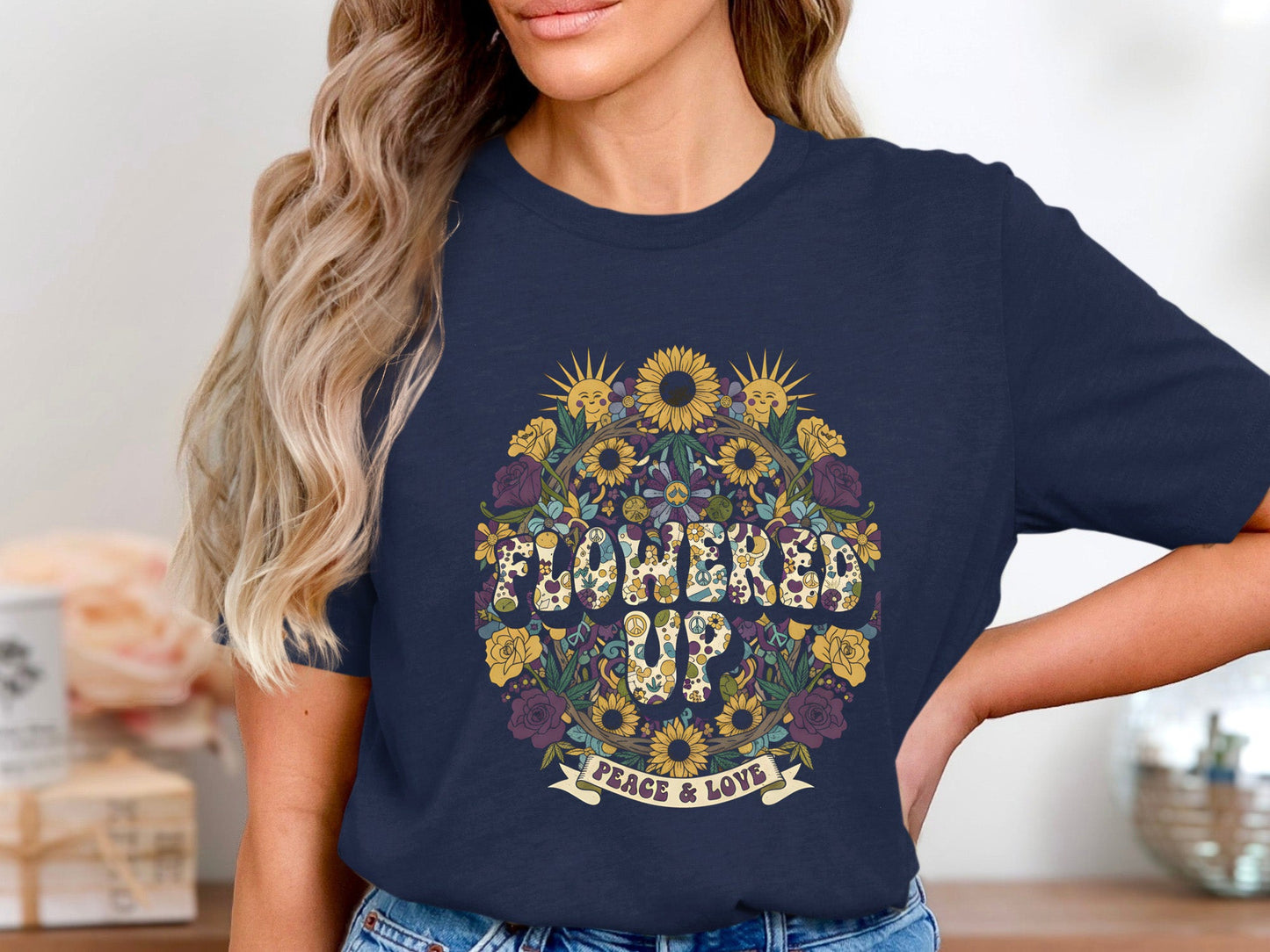 Flowered Up Retro Psychedelic Floral T-Shirt