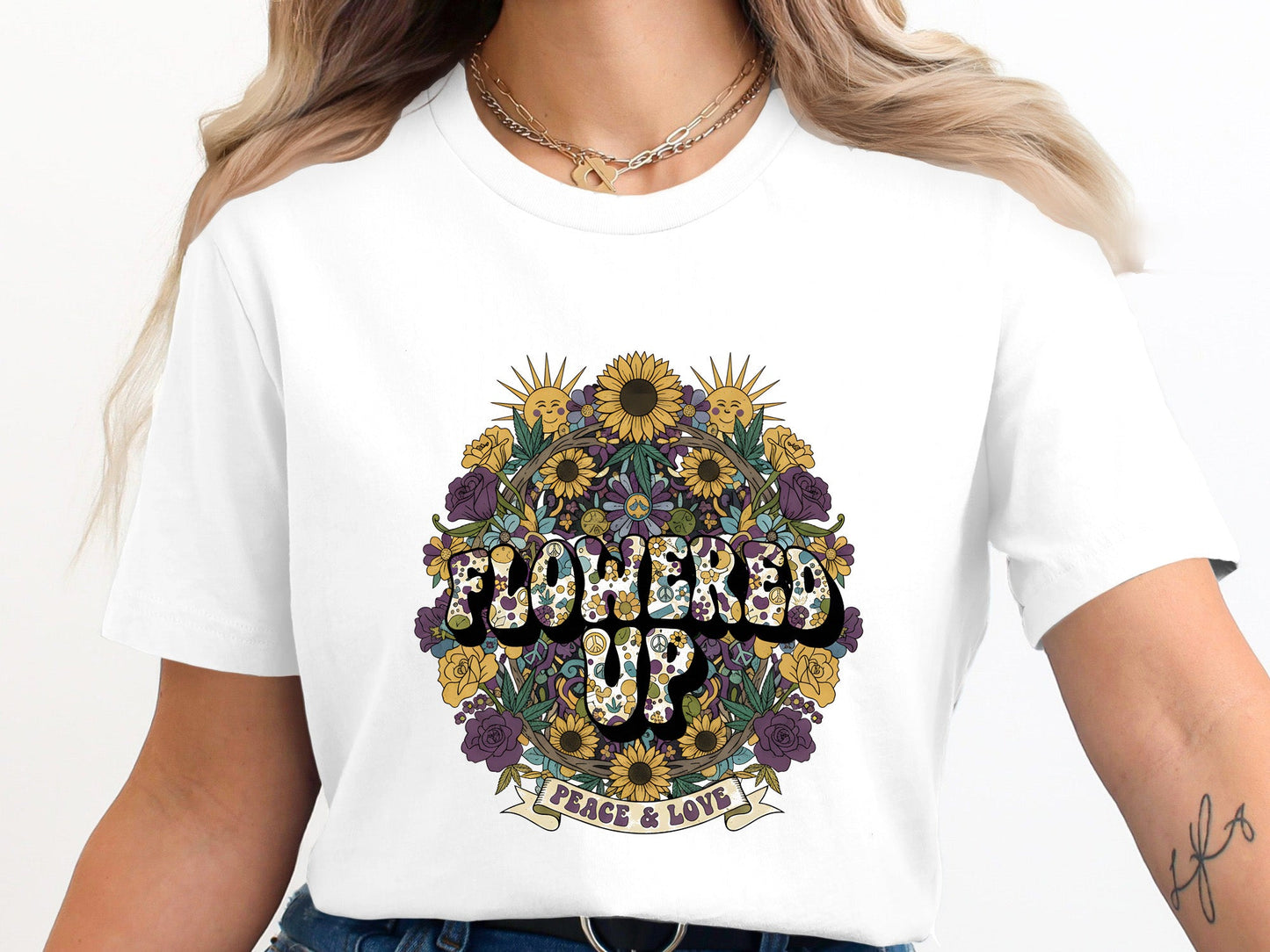 Flowered Up Retro Psychedelic Floral T-Shirt