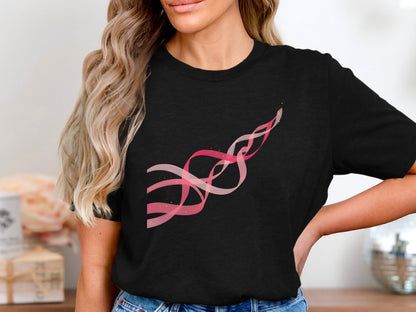 Flowing Pink Awareness Ribbons Graphic Tee