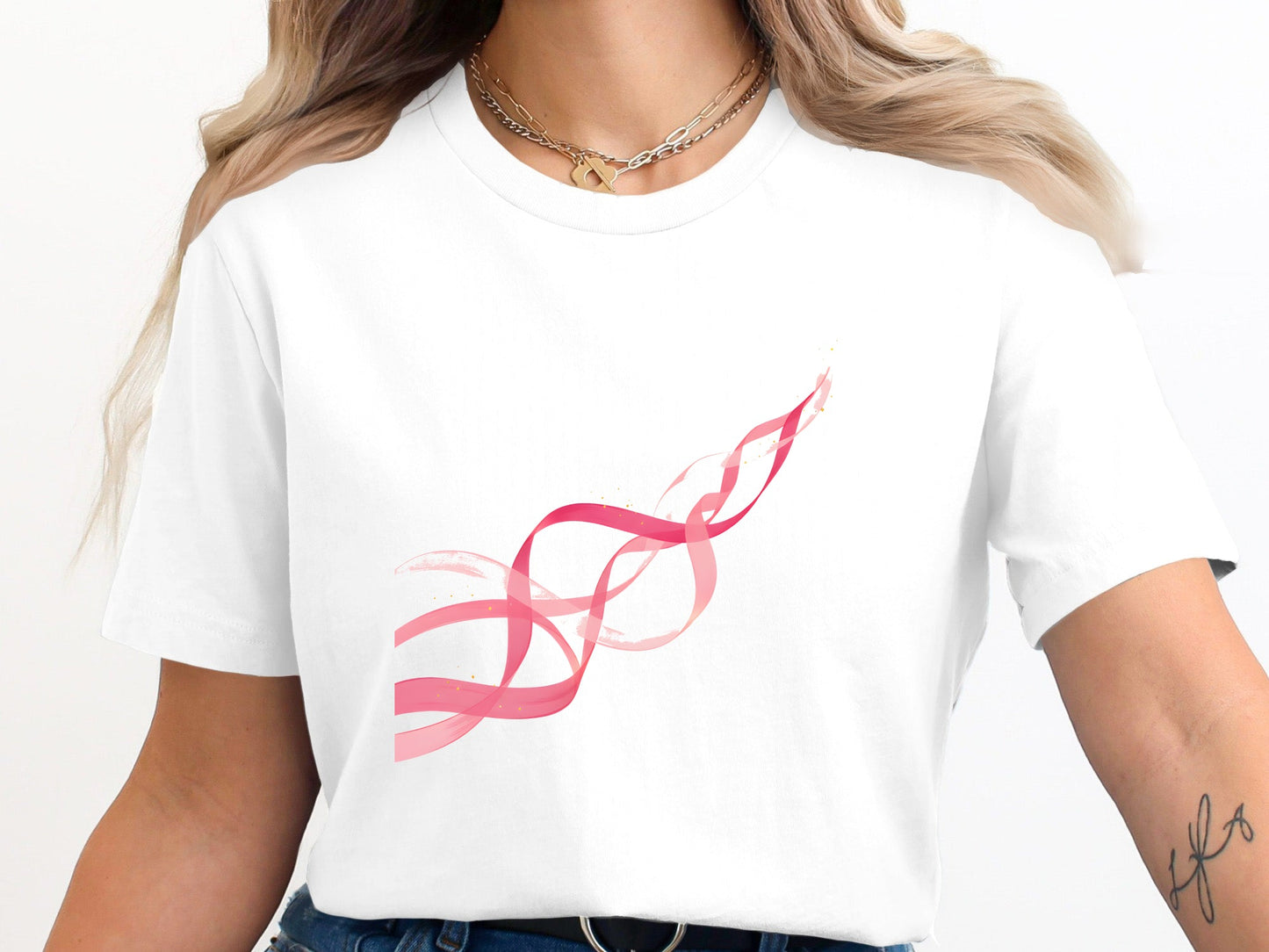 Flowing Pink Awareness Ribbons Graphic Tee