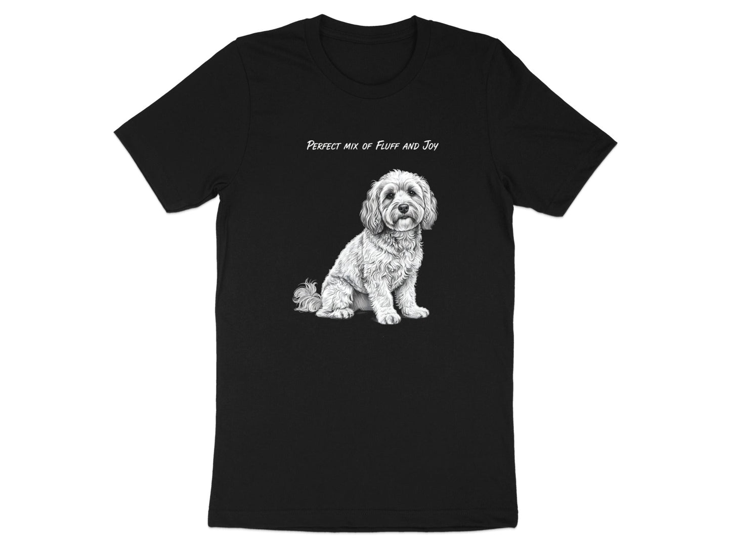 Fluffy Dog 'Mix of Fluff and Joy' Pencil Sketch T-Shirt