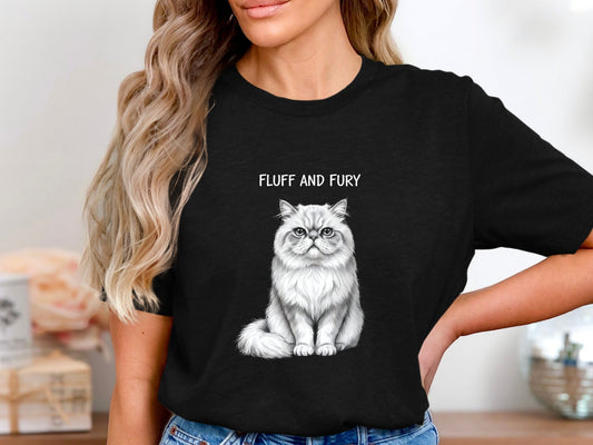Fluff And Fury Persian Cat Sketch T-Shirt