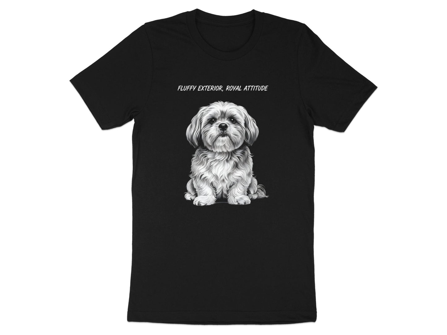 Shih Tzu 'Fluffy Exterior Royal Attitude' Pencil Sketch T-Shirt
