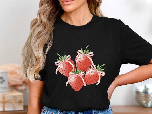 Coquette Strawberry Bows T-Shirt