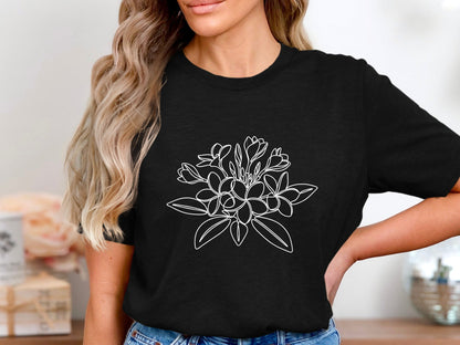 Frangipani Minimalist Line Art T-Shirt