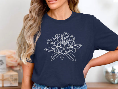 Frangipani Minimalist Line Art T-Shirt