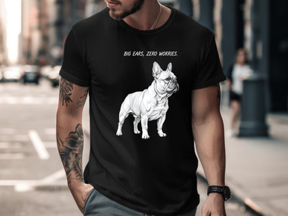 French Bulldog 'Big Ears Zero Worries' Graphic Tee