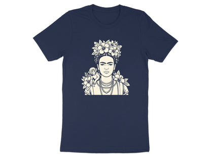 Frida Kahlo Portrait T-Shirt with Monkey & Hibiscus