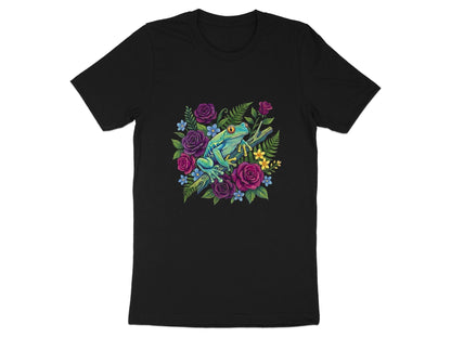 Tree Frog & Purple Roses T-Shirt - Tropical Floral Graphic