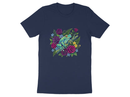 Tree Frog & Purple Roses T-Shirt - Tropical Floral Graphic
