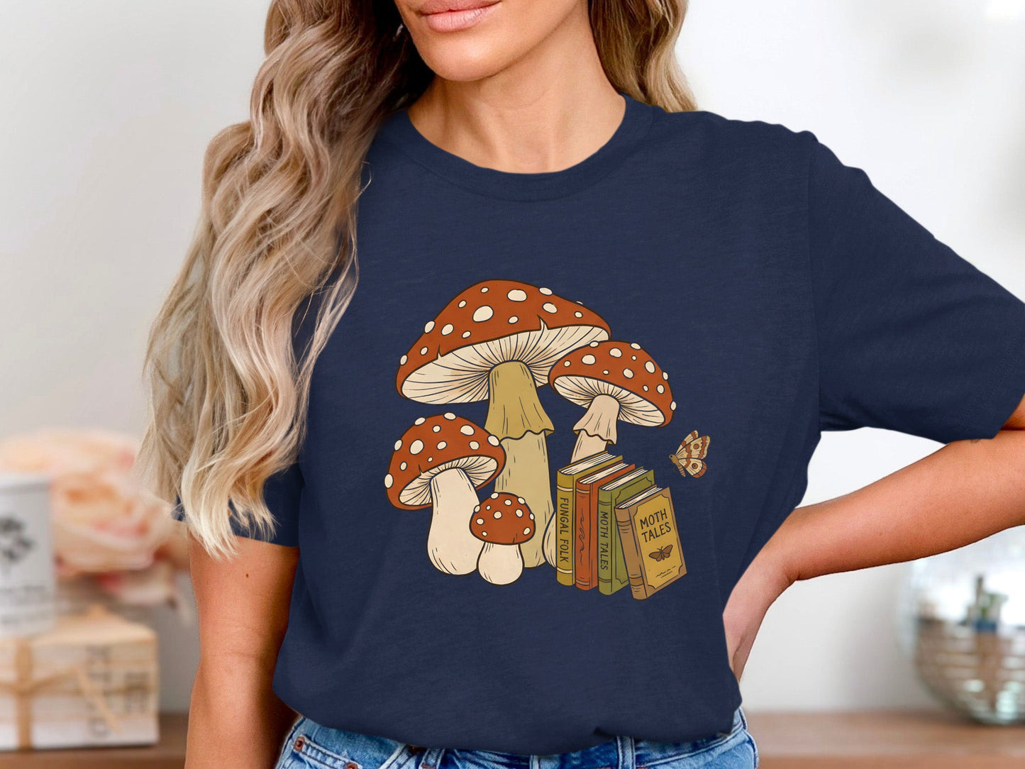 Mushrooms and Moth Tales Cottagecore Book T-Shirt