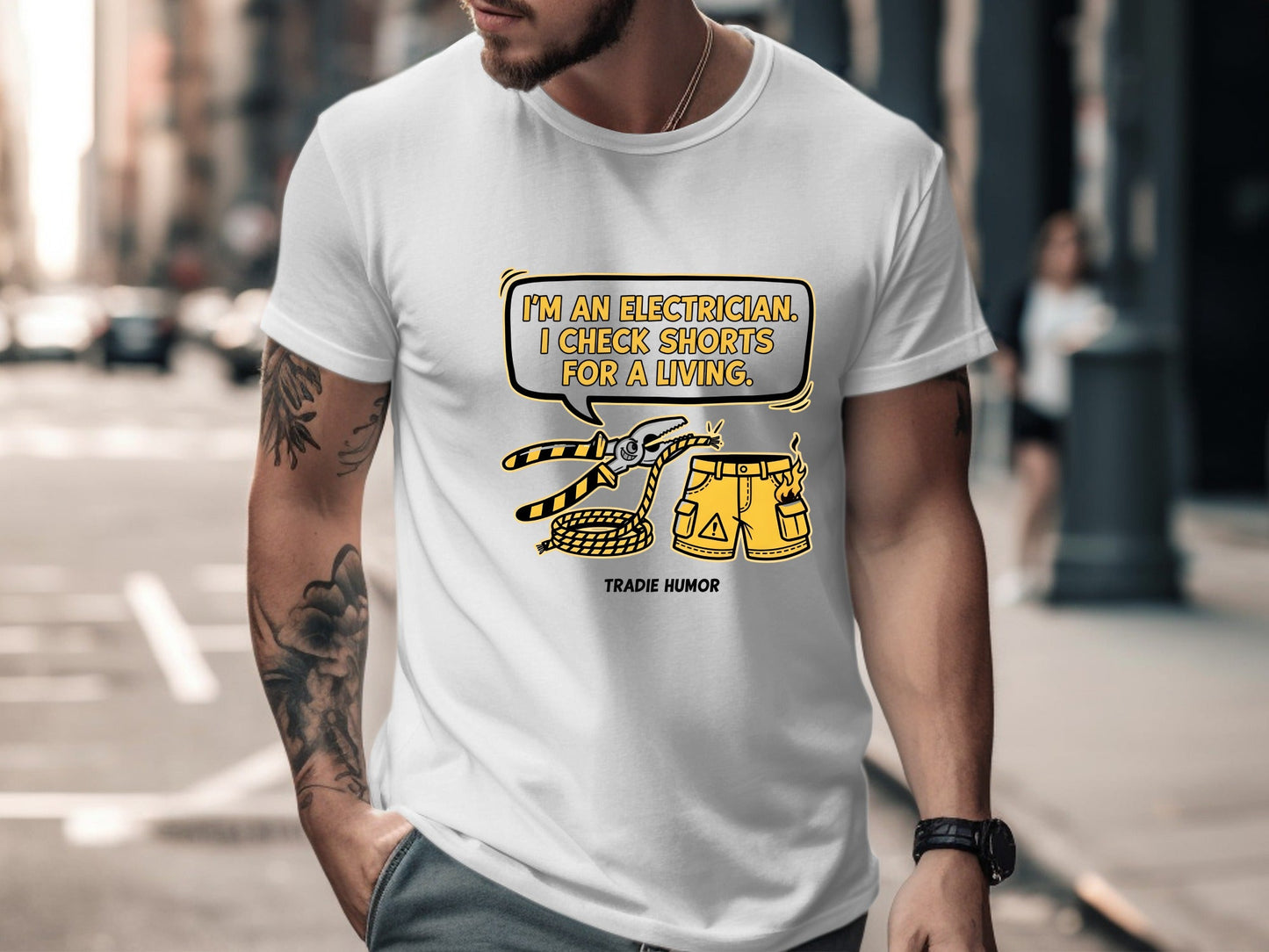 Sparky Shorts Funny Electrician T-Shirt - Tradie Humor  Tee