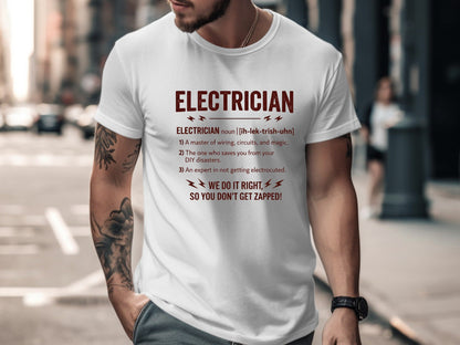 Electrician Definition T-Shirt - Master of Magic & Wiring  Tee