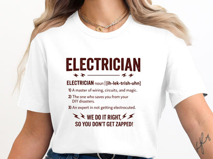 Electrician Definition T-Shirt - Master of Magic & Wiring  Tee