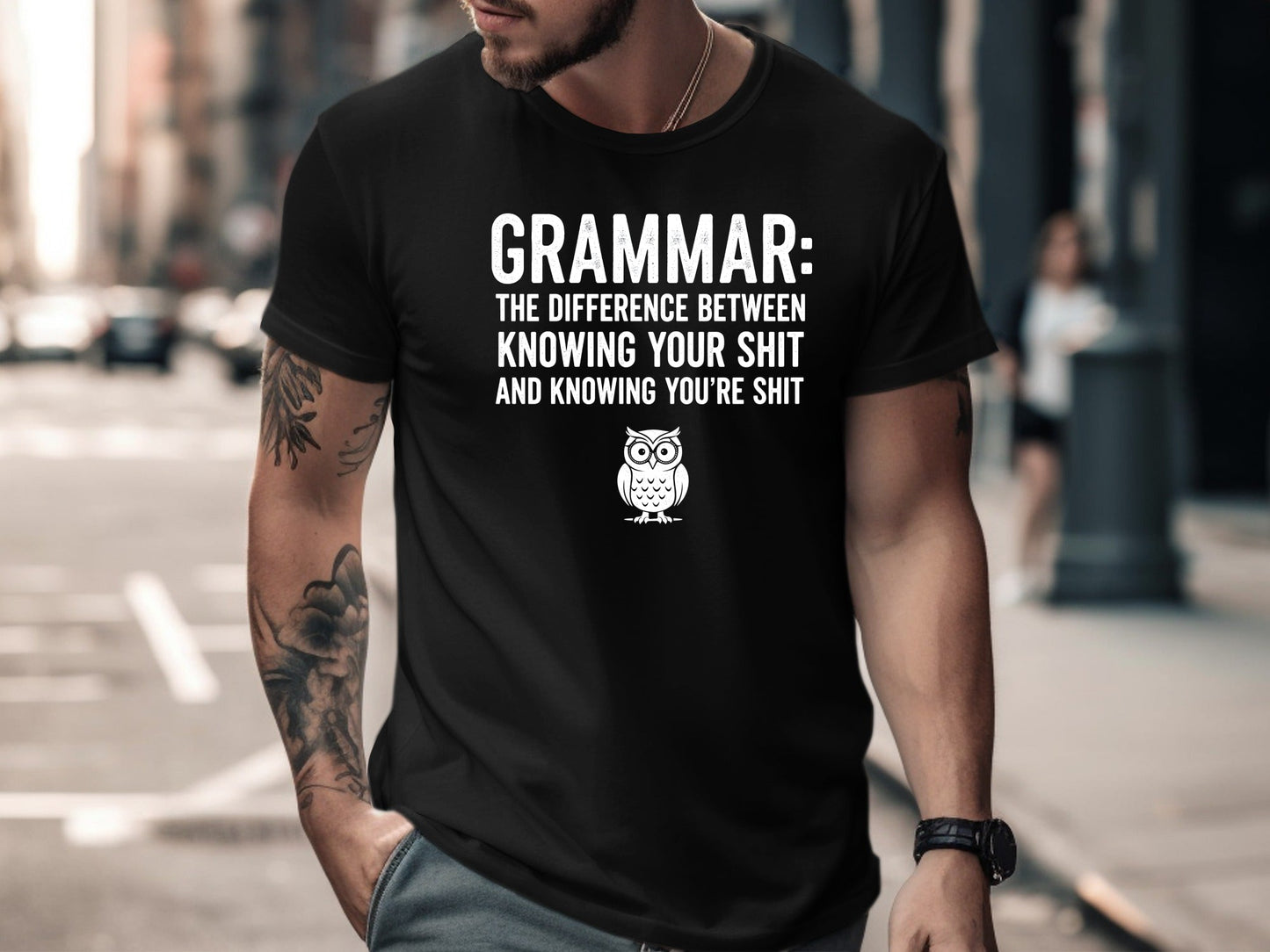 The Grammar Police Owl Funny Quote T-Shirt