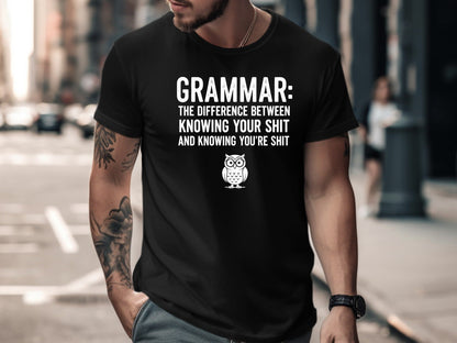 The Grammar Police Owl Funny Quote T-Shirt