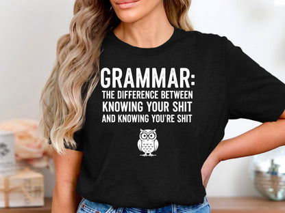 The Grammar Police Owl Funny Quote T-Shirt