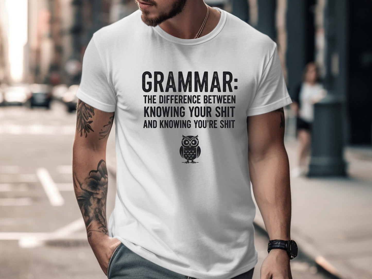 The Grammar Police Owl Funny Quote T-Shirt