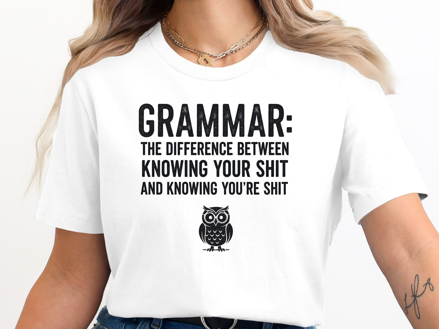 The Grammar Police Owl Funny Quote T-Shirt