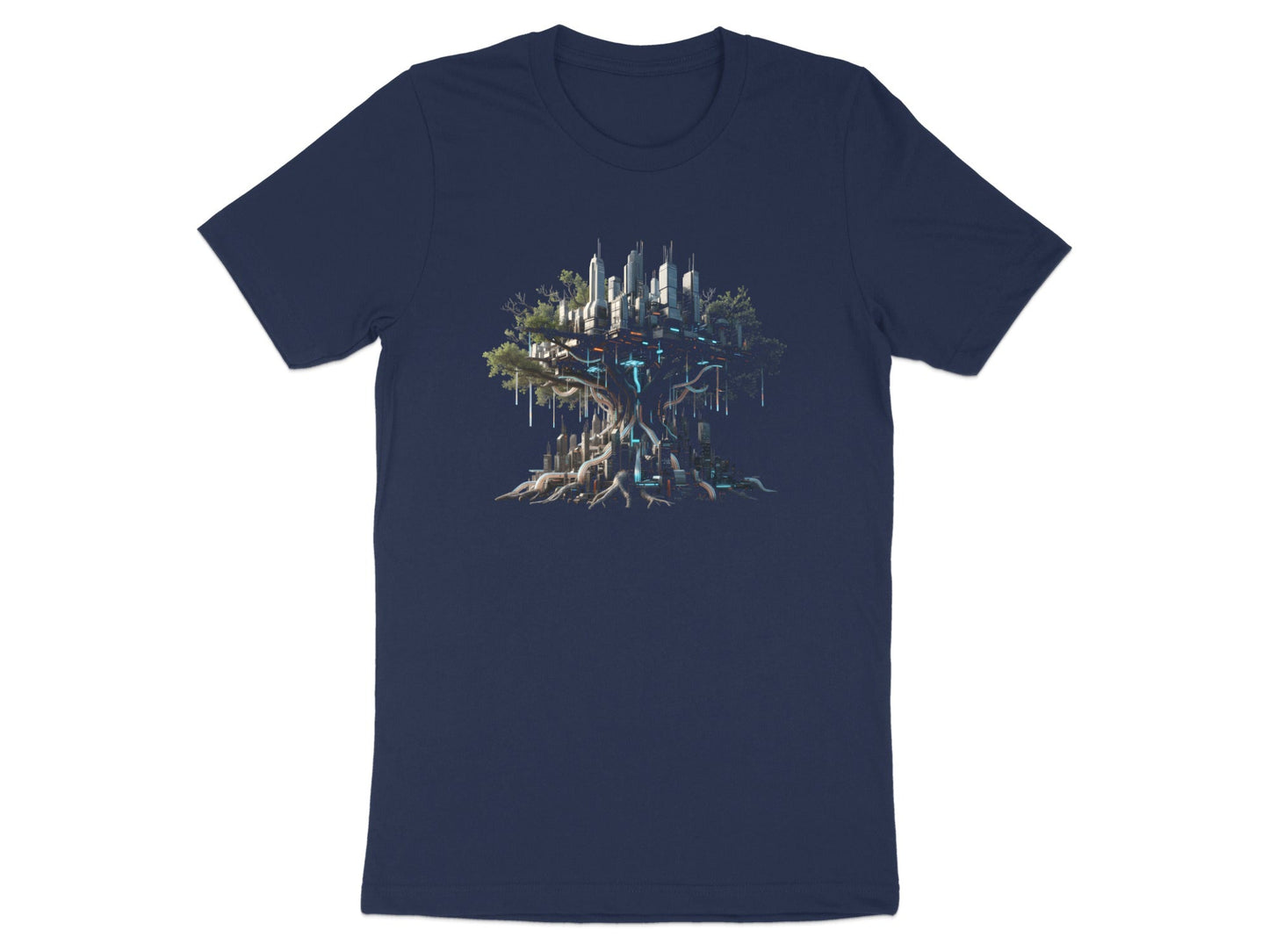 Futuristic Floating Tree City Graphic Tee
