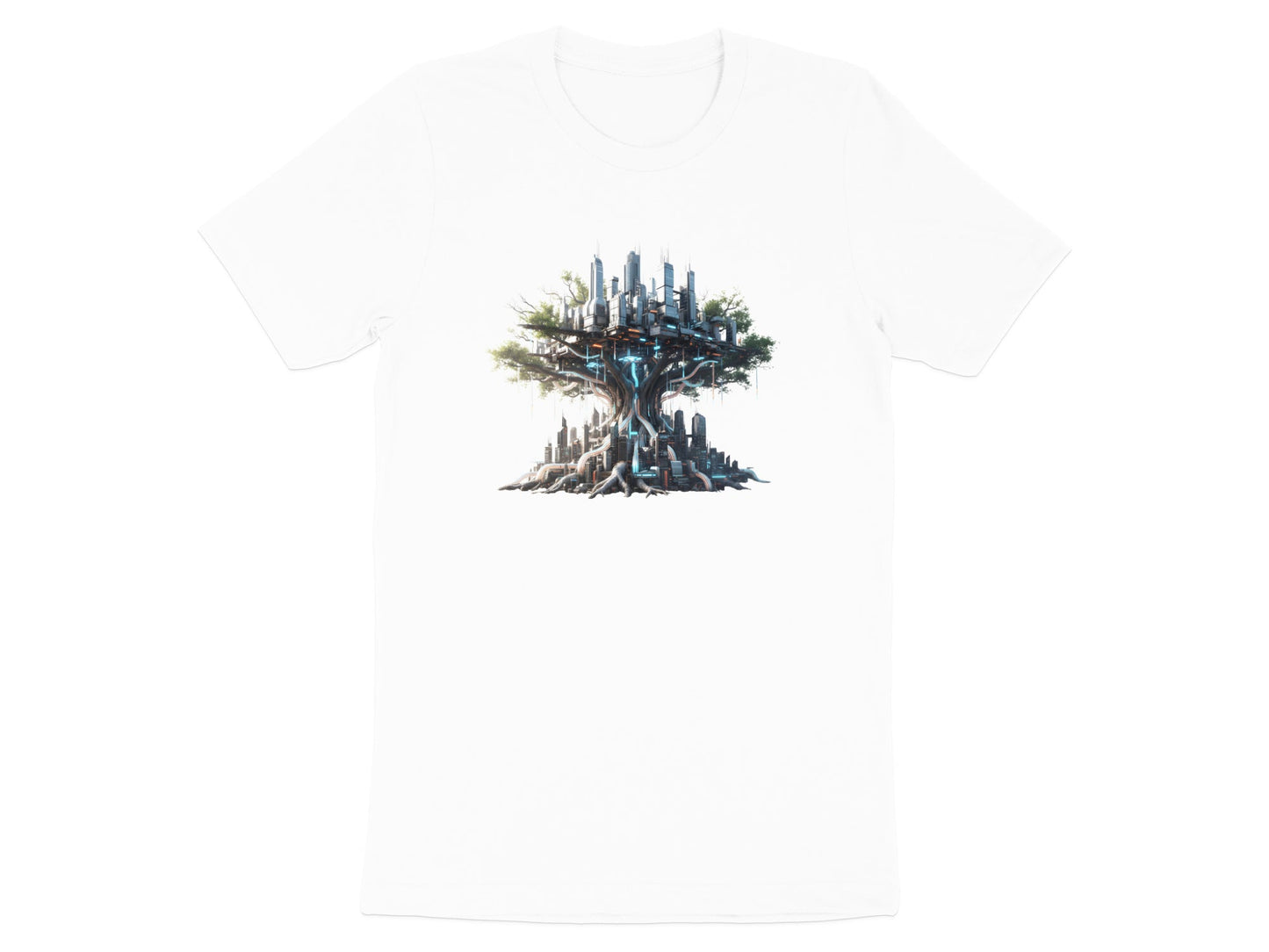 Futuristic Floating Tree City Graphic Tee