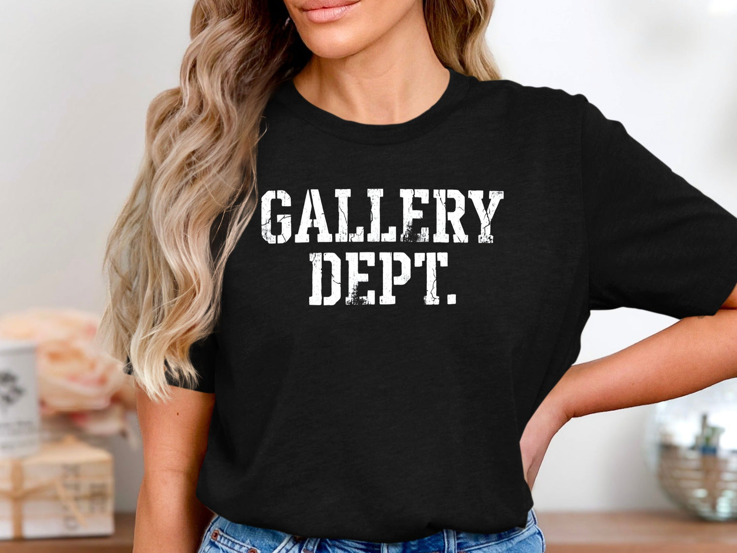 Gallery Dept Inspired Distressed Logo T-Shirt - Minimalist  Tee