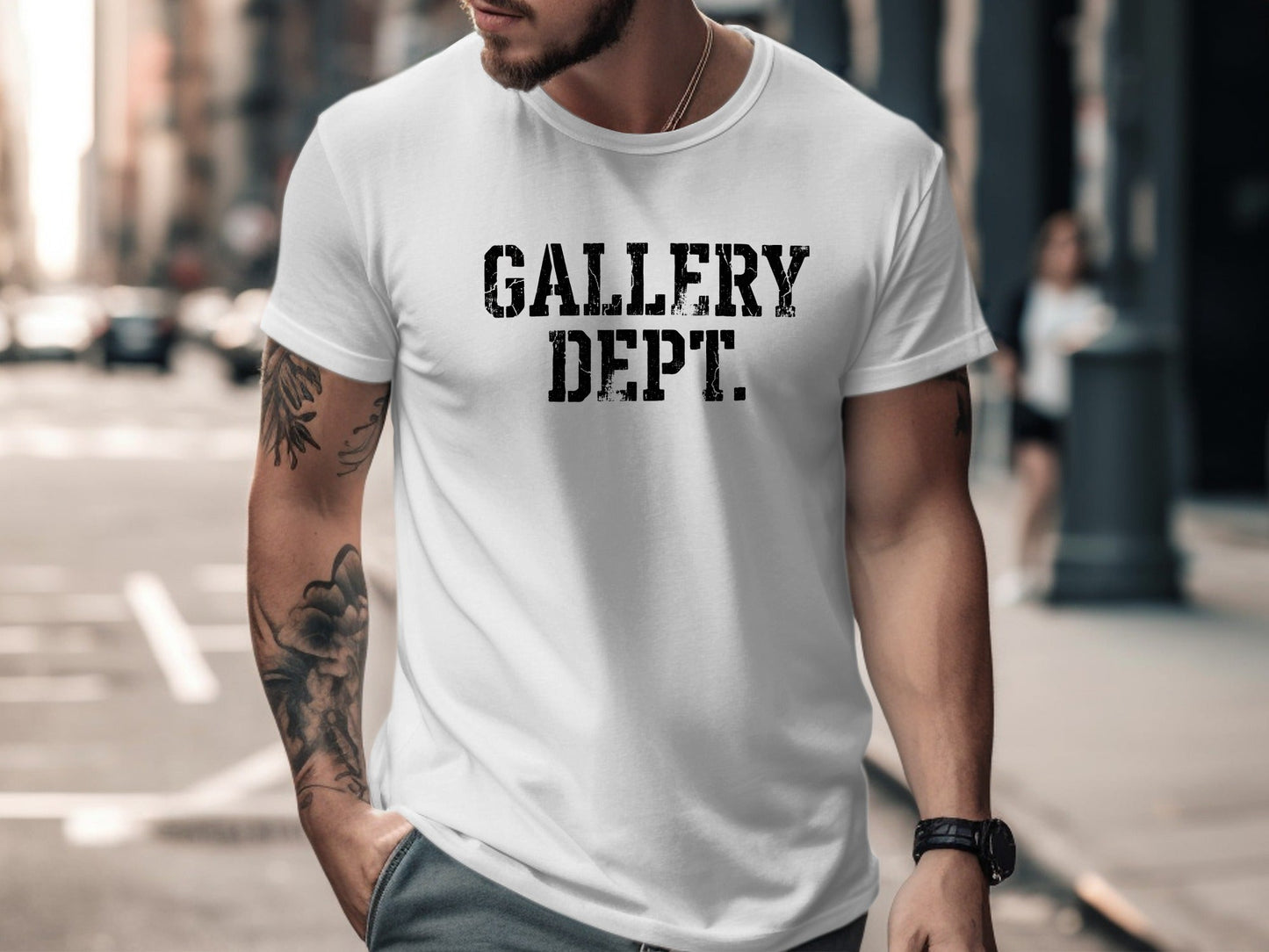 Gallery Dept Inspired Distressed Logo T-Shirt - Minimalist  Tee