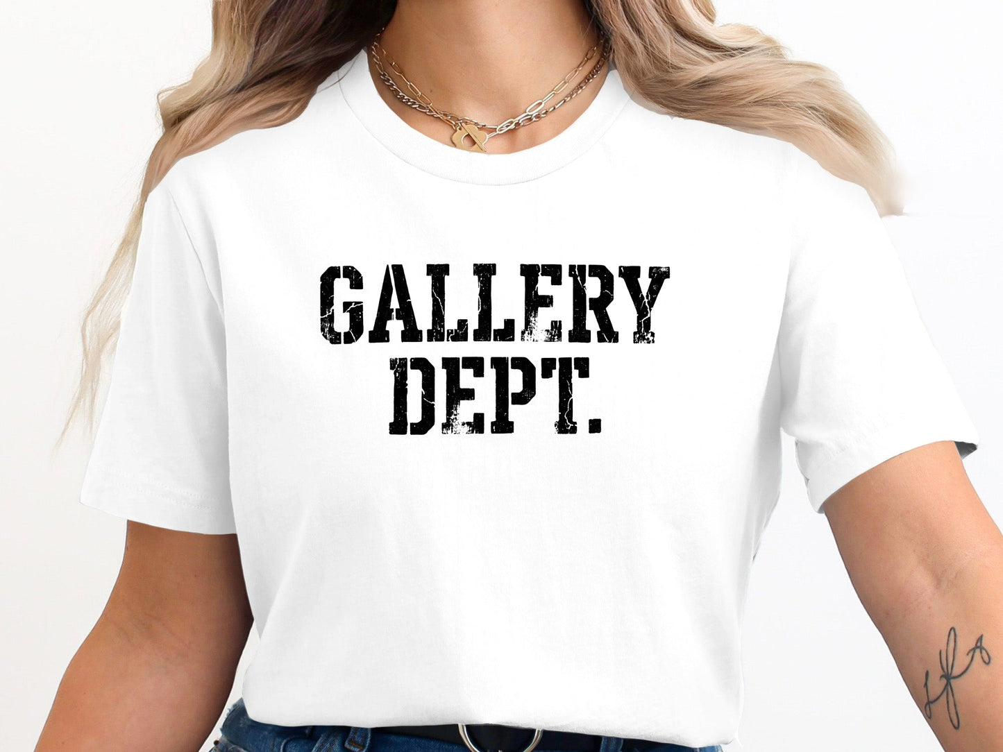 Gallery Dept Inspired Distressed Logo T-Shirt - Minimalist  Tee