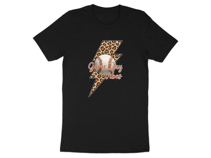Game Day Vibes Baseball Tee - Leopard Print Lightning Bolt Shirt