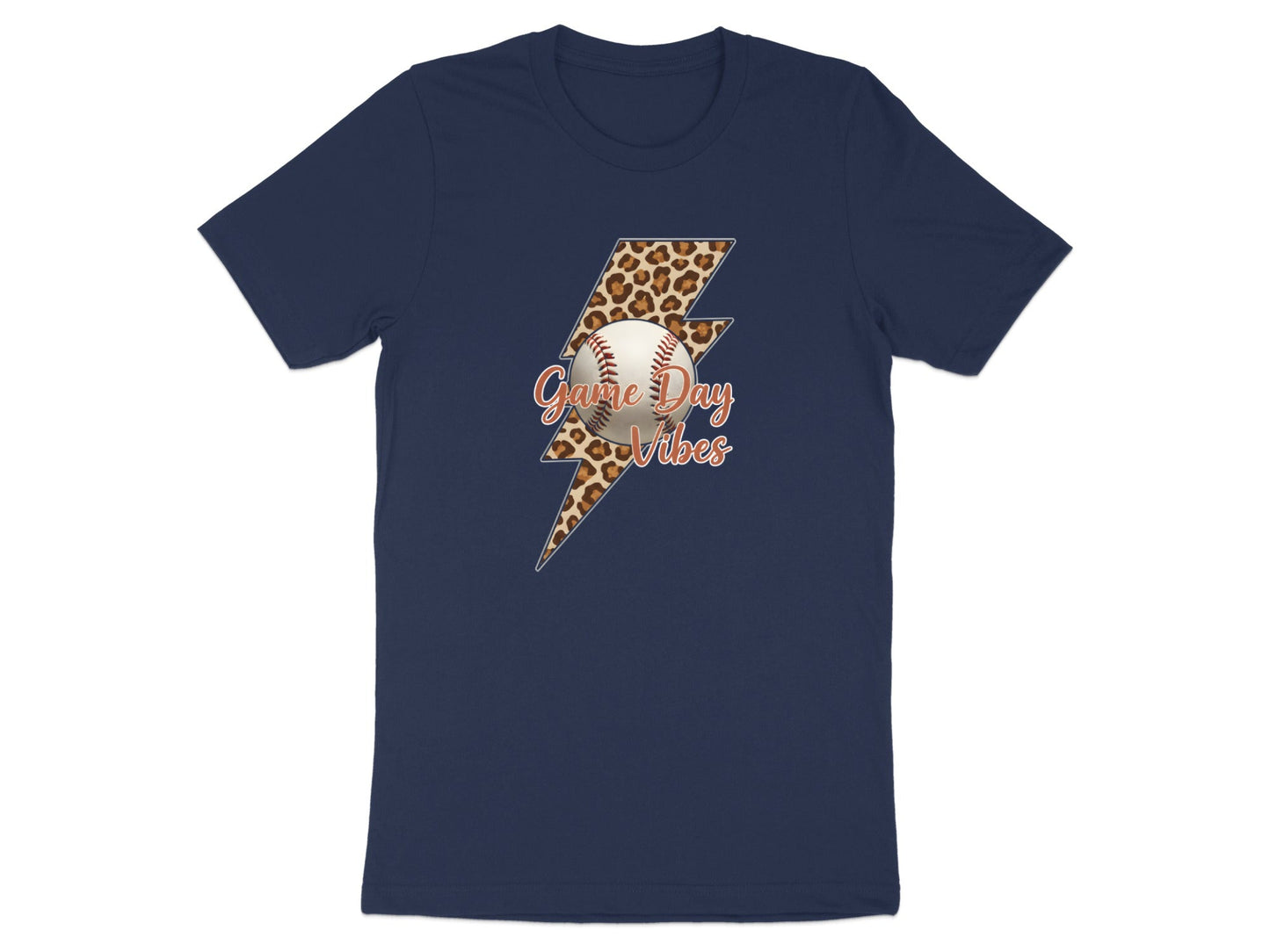 Game Day Vibes Baseball Tee - Leopard Print Lightning Bolt Shirt
