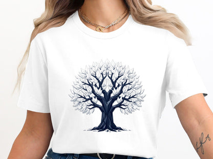 Modern Nature Art Geometric Origami Tree T-Shirt