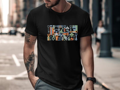 Retro Bottle Opener Pattern T-Shirt