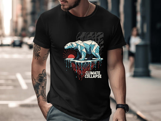 Climate Collapse Geometric Polar Bear Tee