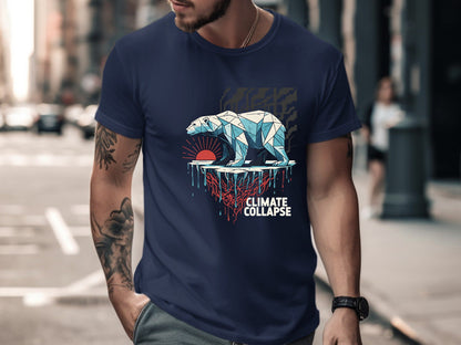 Climate Collapse Geometric Polar Bear Tee