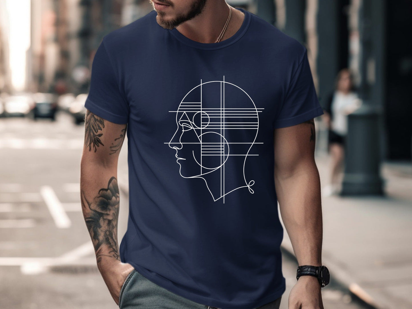 Geometric Mind Profile Line Art Tee