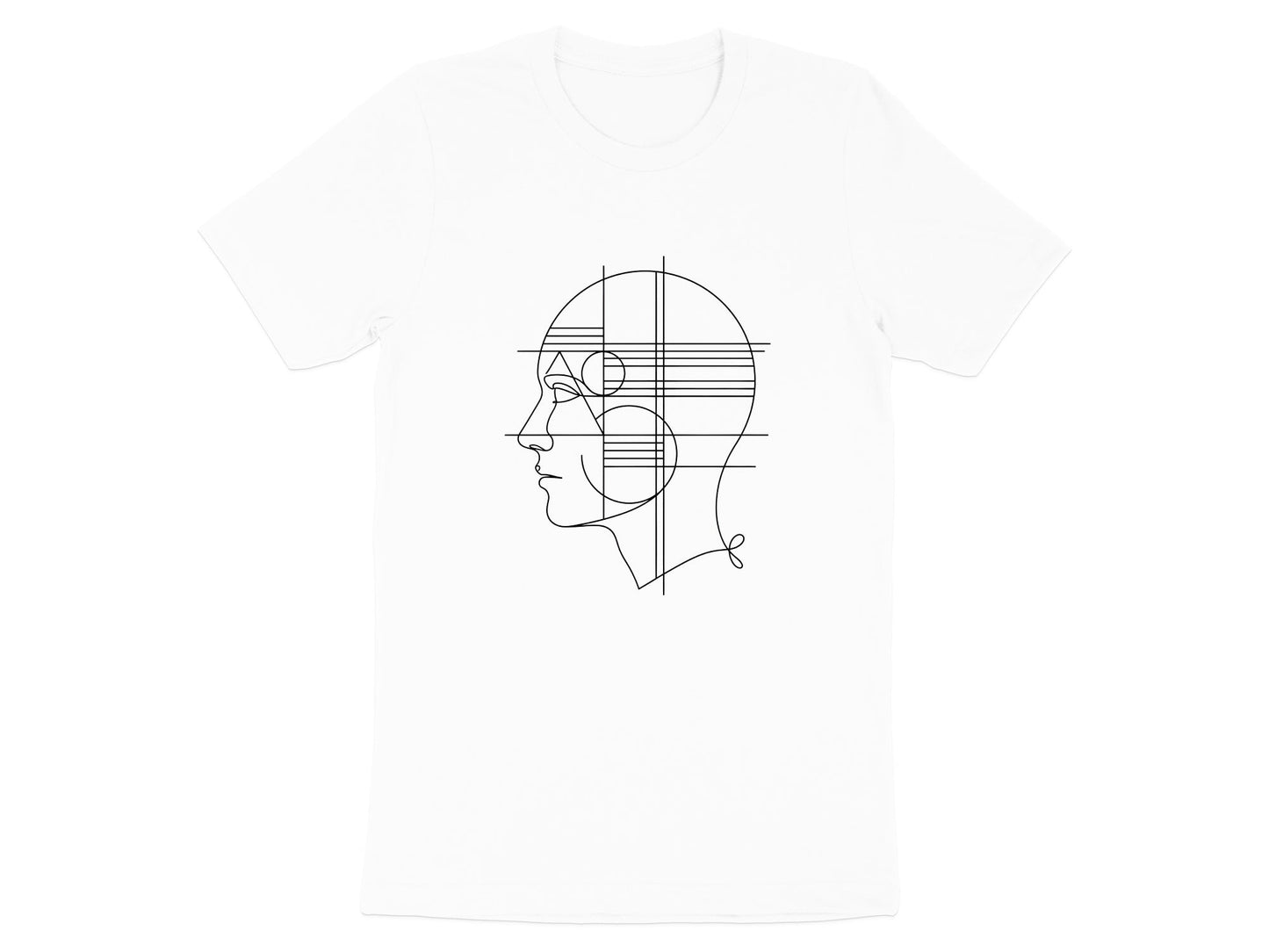 Geometric Mind Profile Line Art Tee