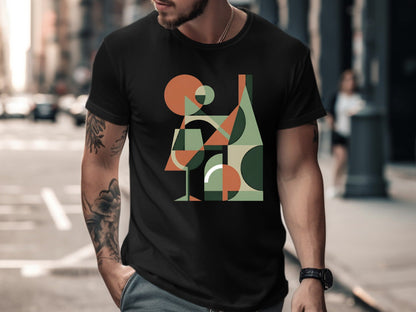 Geometric Wine Art T-Shirt - Modern Abstract Beverage  Tee