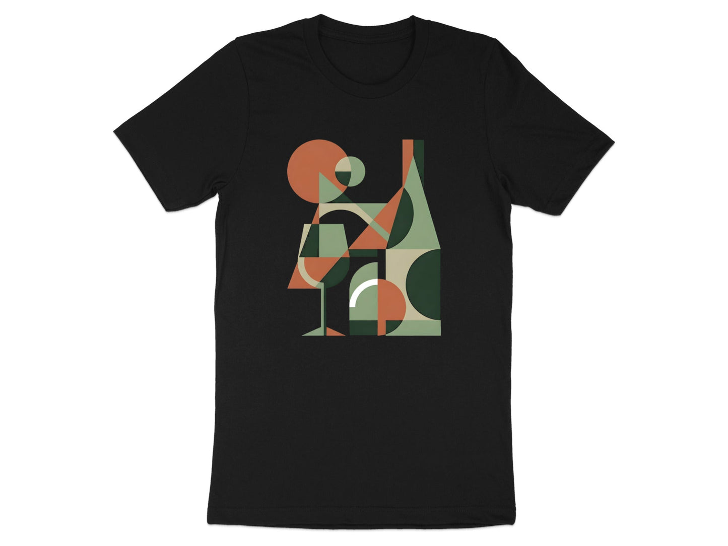 Geometric Wine Art T-Shirt - Modern Abstract Beverage  Tee
